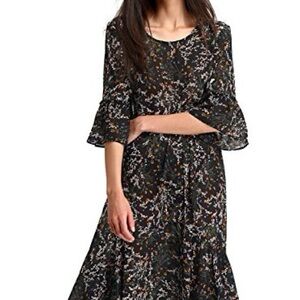 Anna & Chris Boho Floral Ruffle Swing Dress